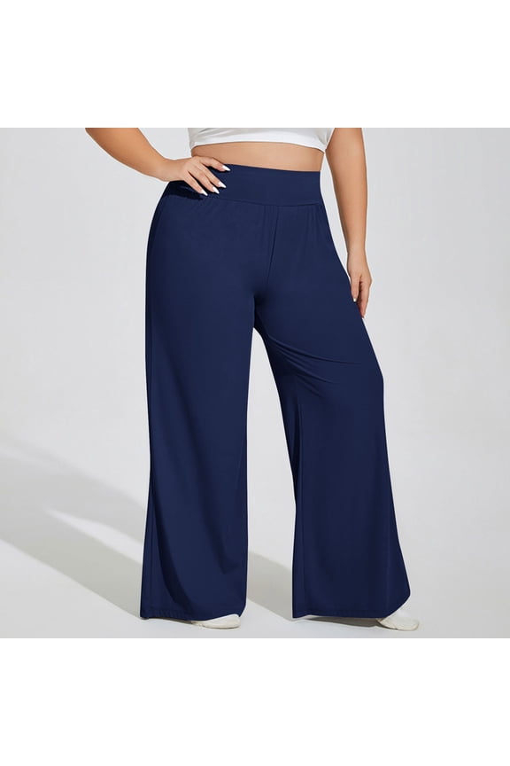 Womens Pants Sports Fitness Pants Plus Size Solid Color Leggings Casual Tight Fitting Yoga Pants Stretch Leggings,Pants for Women Plus Size Navy XXL