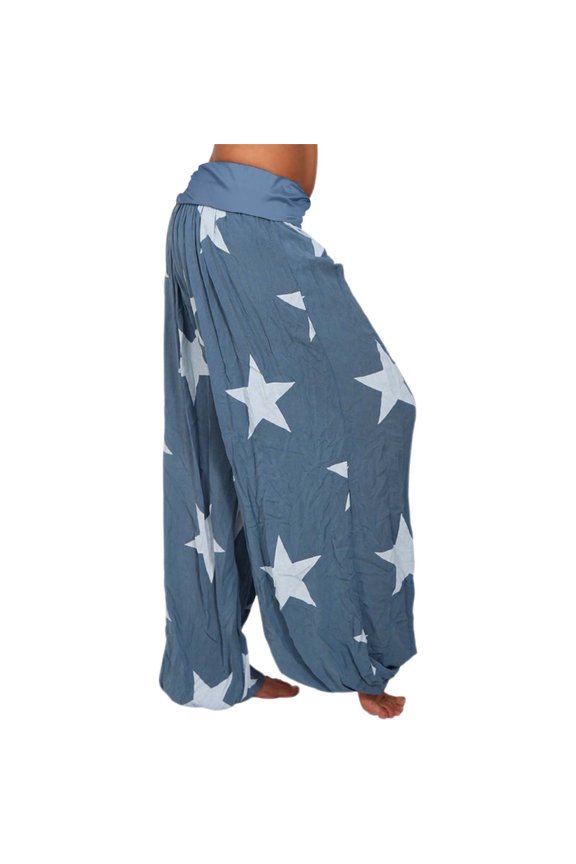 Womens Pants Star Print Harem Trousers Loose Plus Size Lantern Casual Long Womens Pants Blue L