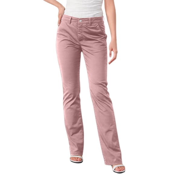 Womens Pants,Straight Leg Pants Button Closure Pockets Comfortable Work Trousers Solid Color Casual Daily Commute,Pants for Women,M,Pink