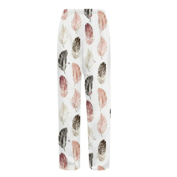 Womens Pants Summer Casual High Waist Trendy Floral Print Loose Long Straight Daily Ankle Trouser Pink Tummy Control Workout Pant XL