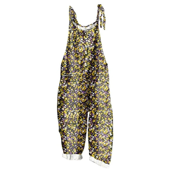 Womens Pants Summer Plus Size Floral Boho Bib Linen Overalls 2025 Jumpsuits Print Spaghetti Strap Rompers