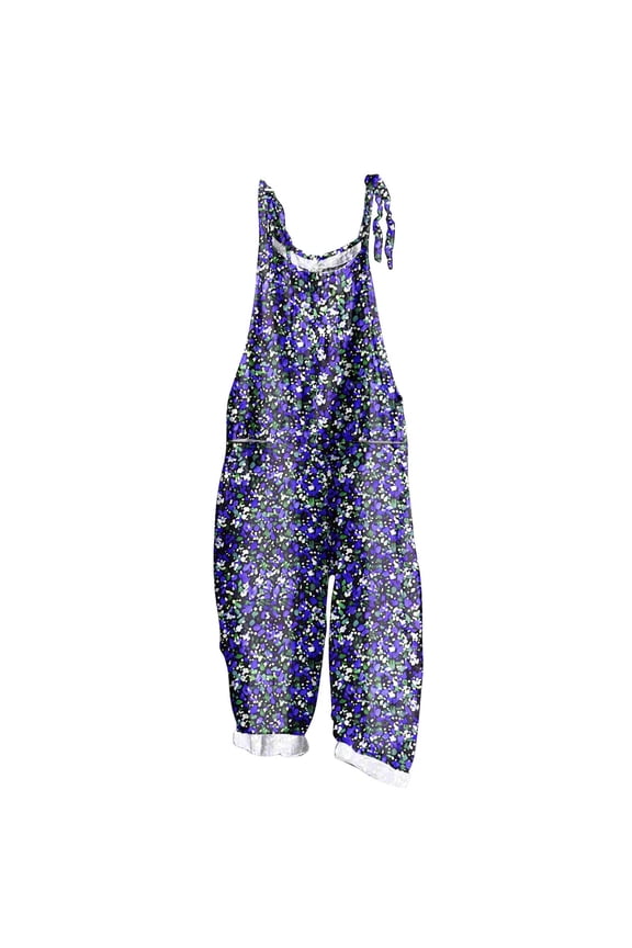 Womens Pants Summer Plus Size Floral Boho Bib Linen Overalls 2025 Jumpsuits Print Spaghetti Strap Rompers