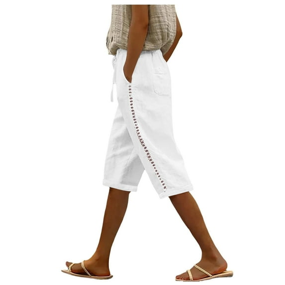 Womens Pants Summer Shorts Comfy Loose Beach Shorts Hollow Out Curling Hiking Shorts With Pocket Workouts Leisure Trousers