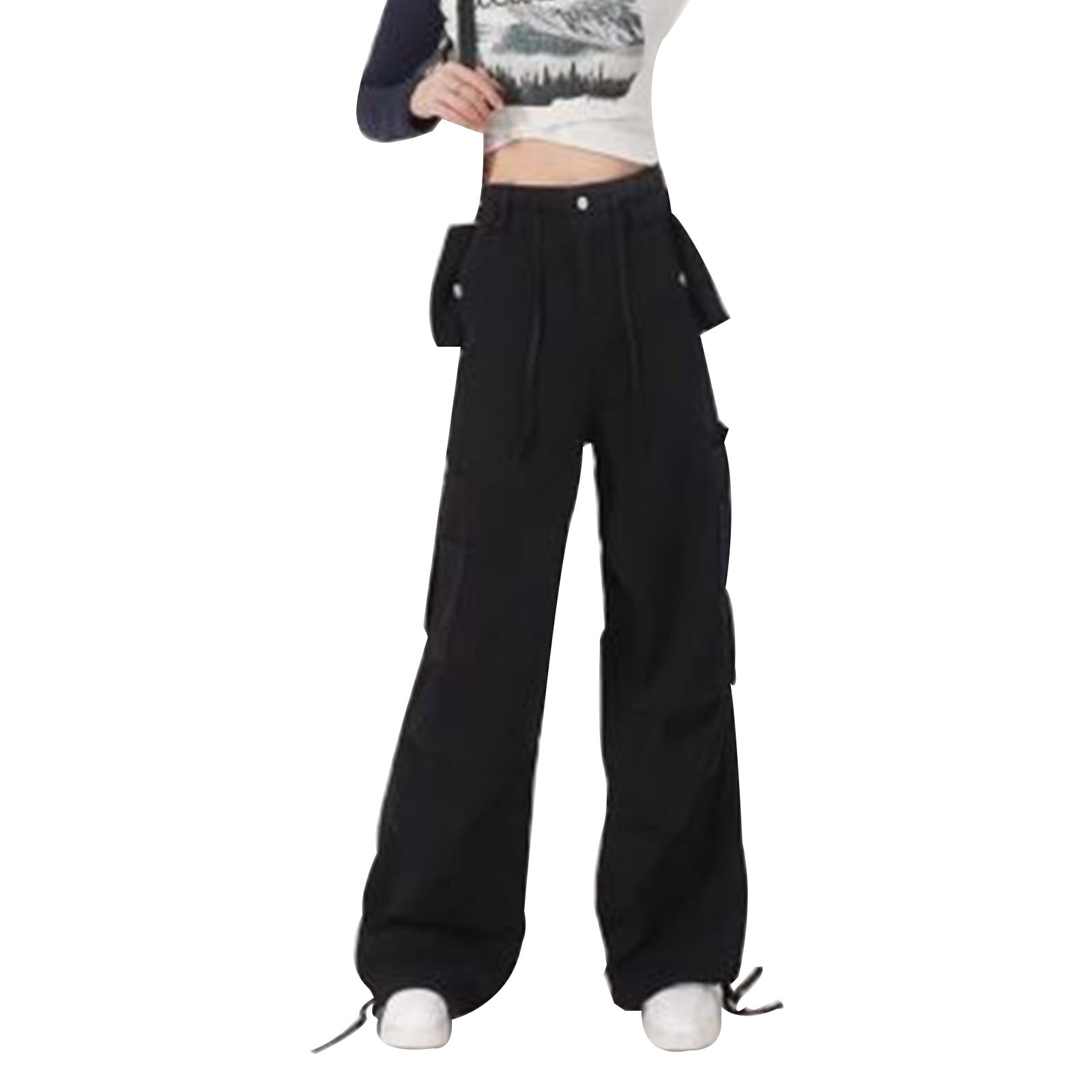 Tdoenbutw Cargo Pants Women High Waist Baggy Pants Lightweight Multiple  Pockets Relaxed Fit Straight Wide Leg Pant Streetwear, A1-black, Large :  : Clothing, Shoes & Accessories