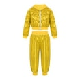 thumbnail image 1 of Womens Pants Trendy Shiny Sequins Street Dance Outfits Hop Jazz Dance Performance Full Zipper Tops with Harem Pants Set Womens Work Pants Yellow XL, 1 of 6