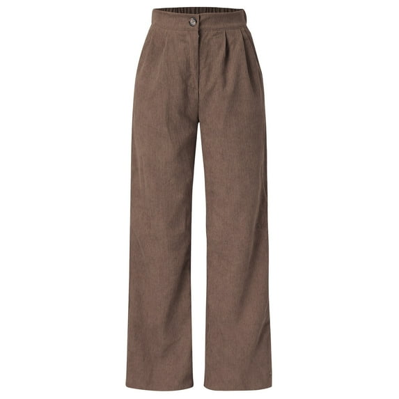 Womens Pants Trendy Work High Waist Cord Wide Leg Straight Trousers Plus Size Corduroy Pants for Women
