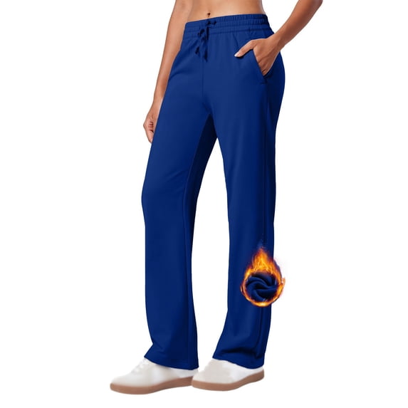 Womens Pants Velvet Straight Leg High Waisted Solid Color Elastic Waisted Drawstring Loose Sweatpants with Pocket Blue 2XL
