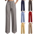 thumbnail image 1 of Womens Pants Wide Leg High Waisted Solid Hanging Straight Tube Temperament Wide Leg Suit Pants With Pockets Trousers with Pockets, 1 of 7