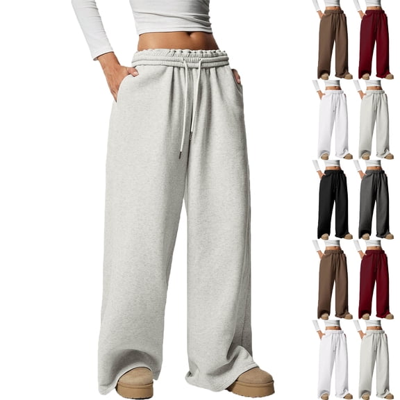 Womens Pants Wide Leg Tall Long legs Sweatpants Baggy Drawstring Low Rise Lounge Pants Full Joggers with Pockets Pants for Women