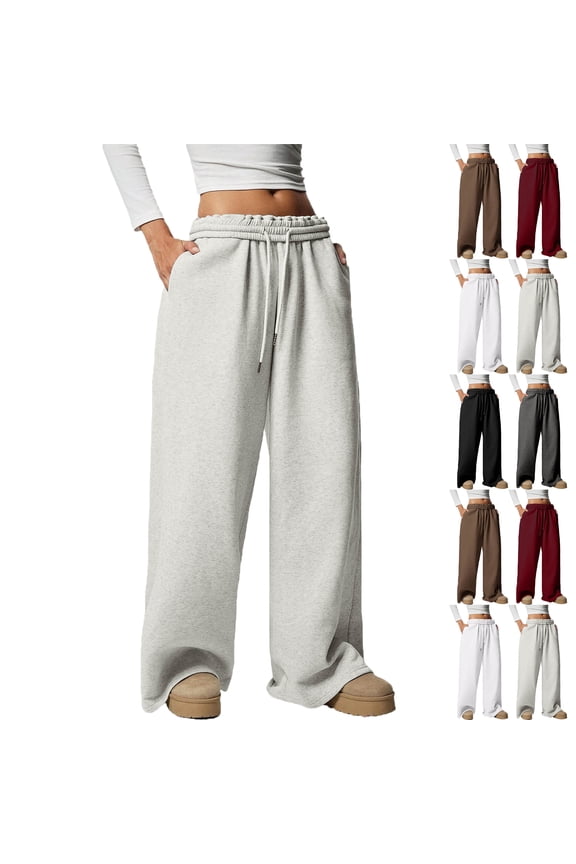 Womens Pants Wide Leg Tall Long legs Sweatpants Baggy Drawstring Low Rise Lounge Pants Full Joggers with Pockets Pants for Women