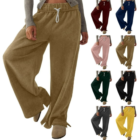 Womens Pants Wide Leg Tall Long legs Sweatpants Baggy Drawstring Low Rise Lounge Pants Full Joggers with Pockets Pants for Women