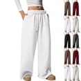 thumbnail image 1 of Womens Pants Wide Leg Tall Long legs Sweatpants Baggy Drawstring Low Rise Lounge Pants Full Joggers with Pockets Pants for Women, 1 of 10