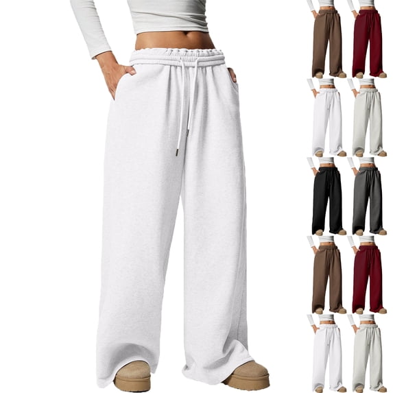 Womens Pants Wide Leg Tall Long legs Sweatpants Baggy Drawstring Low Rise Lounge Pants Full Joggers with Pockets Pants for Women