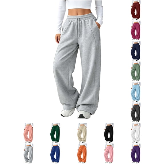Womens Pants Wide Leg Tall Long legs Sweatpants Baggy Drawstring Low Rise Lounge Pants Full Joggers with Pockets Pants for Women
