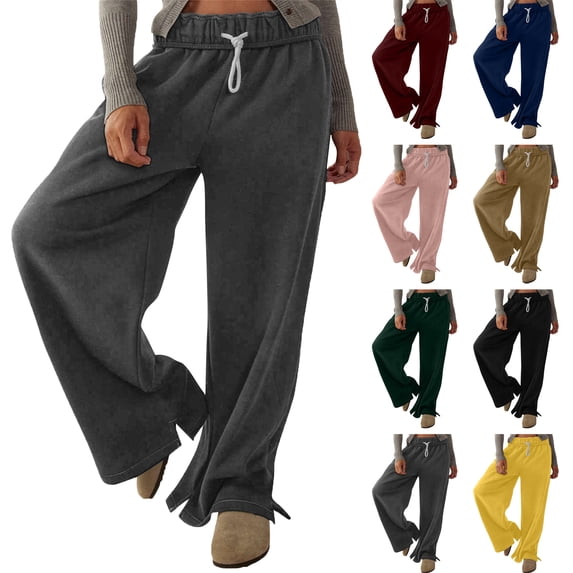 Womens Pants Wide Leg Tall Long legs Sweatpants Baggy Drawstring Low Rise Lounge Pants Full Joggers with Pockets Pants for Women