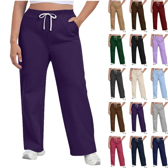 Womens Pants Wide Leg Tall Long legs Sweatpants Baggy Drawstring Low Rise Lounge Pants Full Joggers with Pockets Pants for Women