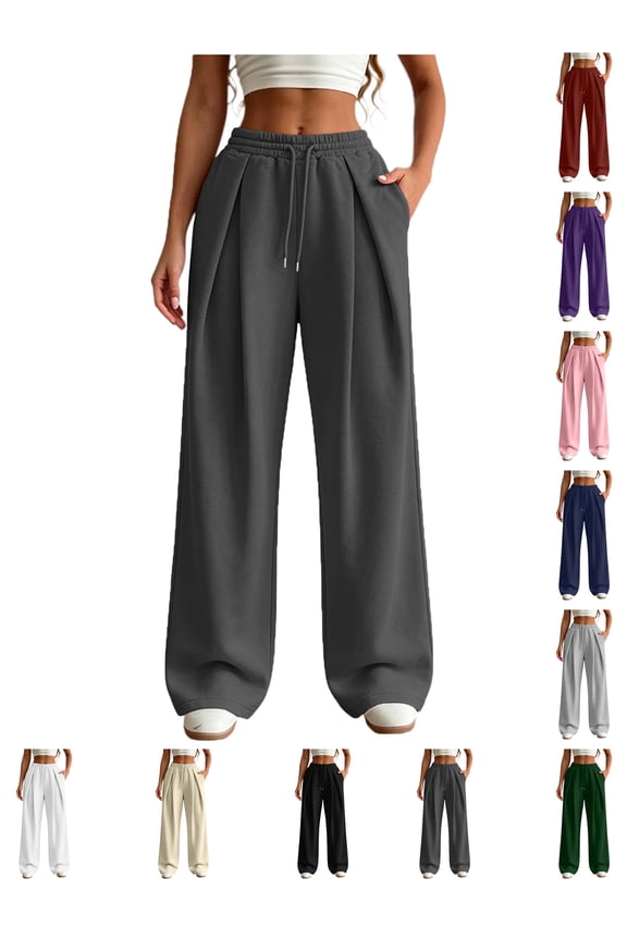 Womens Pants Wide Leg Tall Long legs Sweatpants Baggy Drawstring Low Rise Lounge Pants Full Joggers with Pockets Pants for Women