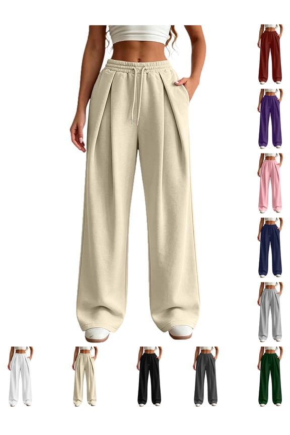 Womens Pants Wide Leg Tall Long legs Sweatpants Baggy Drawstring Low Rise Lounge Pants Full Joggers with Pockets Pants for Women