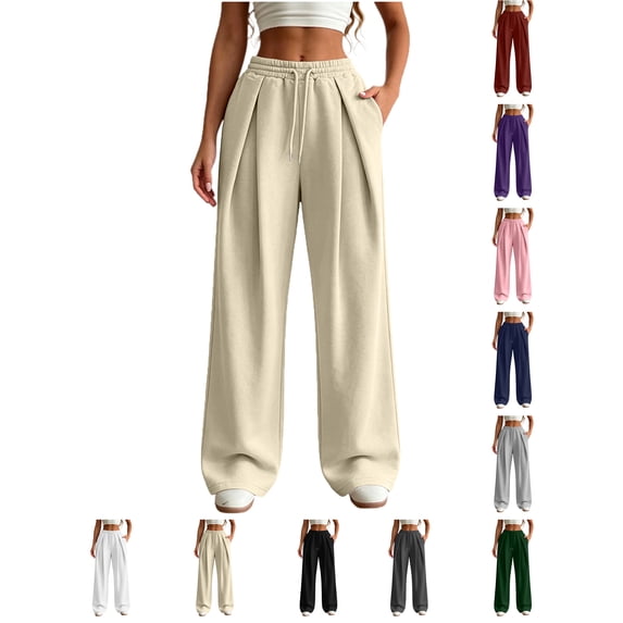 Womens Pants Wide Leg Tall Long legs Sweatpants Baggy Drawstring Low Rise Lounge Pants Full Joggers with Pockets Pants for Women