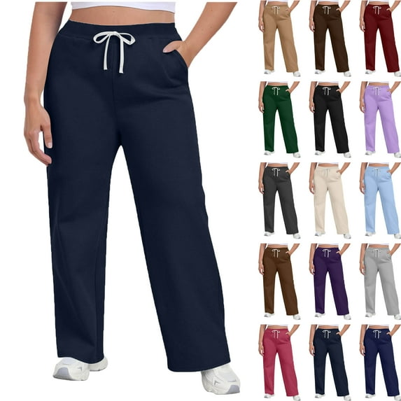 Womens Pants Wide Leg Tall Long legs Sweatpants Baggy Drawstring Low Rise Lounge Pants Full Joggers with Pockets Pants for Women