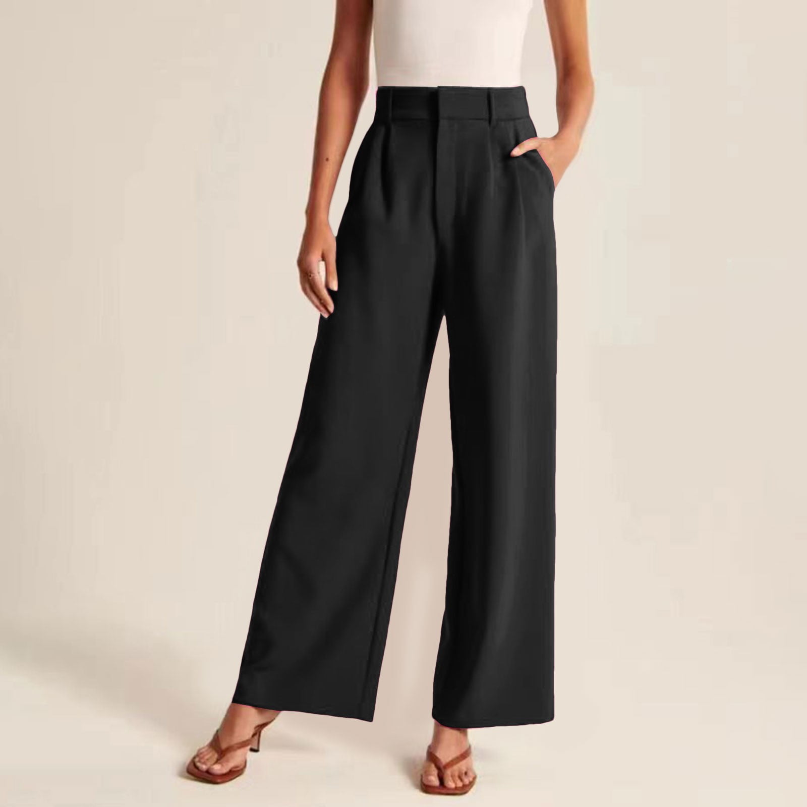 Womens Pants Wide Leg Work Business Casual High Waisted Dress Flowy — free download