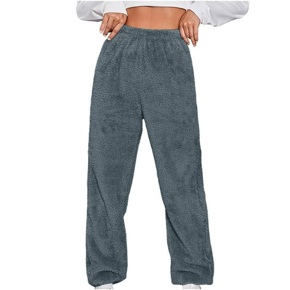 Womens Pants Winter Elastic Thickened Plush Solid Color Thermal Full Length Loose Comforting Warm s Leggings