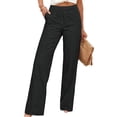 thumbnail image 1 of Womens Pants With Pocket Linen 2026 Summer Spring High Waisted Casual Pockets Long Pants, 1 of 7