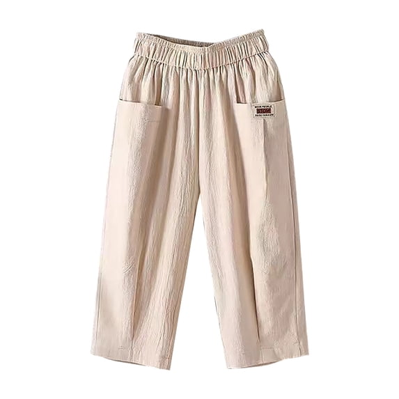 Womens Pants Women Fashion Solid Color Cotton Linen Flax Elastic Beach Leisure Trousers Cropped Shorts Travel pants