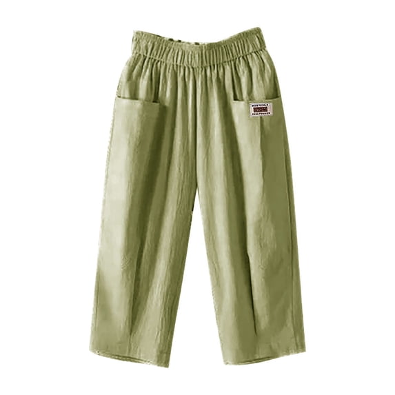 Womens Pants Women Fashion Solid Color Cotton Linen Flax Elastic Beach Leisure Trousers Cropped Shorts Travel pants