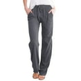 thumbnail image 1 of Womens Pants Women High Waisted Wide Leg Pants Fashion Drawstring Elastic Trousers Comfy Straight Leg Long Pants With Pockets, 1 of 6