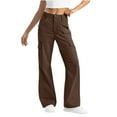thumbnail image 1 of Womens Pants Women's Cargo Pants Casual Pants for Women Women's Cargo Hiking Pants High-Waisted Casual Solid Pocket Wide Leg for Work Casual Outdoor Pants Overalls, 1 of 6