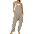 thumbnail image 1 of Womens Pants Women's Casual Sleeveless Jumpsuits V Neck Spaghetti Strap Overalls Long Pants Romper With Two Pockets, 1 of 5