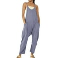thumbnail image 1 of Womens Pants Women's Casual Sleeveless Jumpsuits V Neck Spaghetti Strap Overalls Long Pants Romper With Two Pockets, 1 of 5