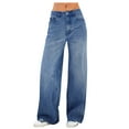 thumbnail image 1 of Womens Pants Women's Casual Solid Wide Leg Zipper Fly Pocket High Waist Jeans Trousers Travel pants, 1 of 7