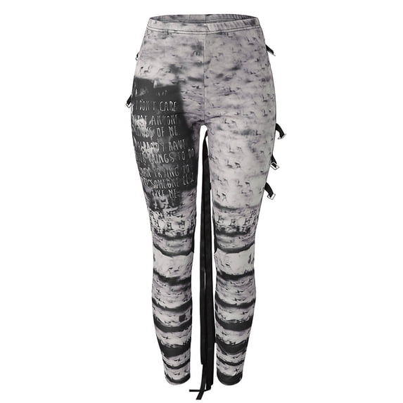 Womens Pants Women's Cool Ultra Gathered Pants Gothic Rocker Distressed Punk Tie Leggings