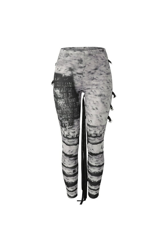 Womens Pants Women's Cool Ultra Gathered Pants Gothic Rocker Distressed Punk Tie Leggings