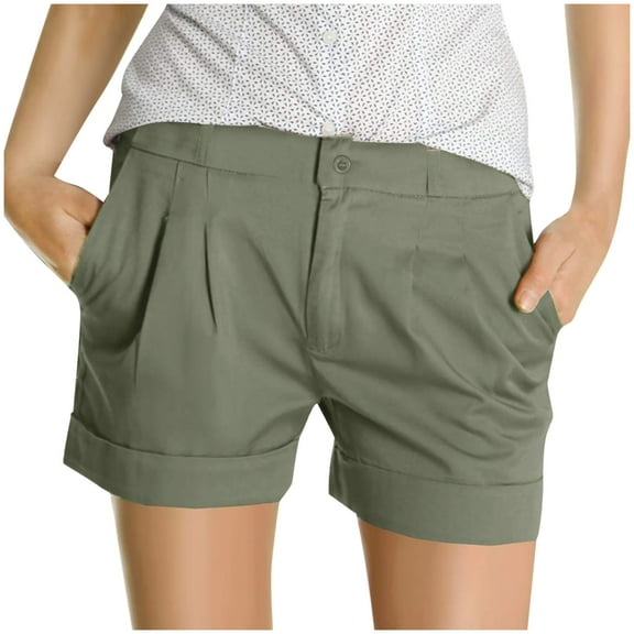 Womens Pants Women's Fashion Shorts Short Chino Trousers Pleated Fake Pocket Travel pants