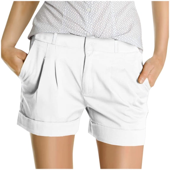 Womens Pants Women's Fashion Shorts Short Chino Trousers Pleated Fake Pocket Travel pants