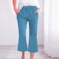 thumbnail image 1 of Womens Pants Women's Fashionable Casual Cotton and Linen Pocket Waist Slim Bell Bottom Pants Casual Pants Women, 1 of 5