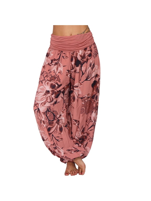 Womens Pants Women's Hippie High Waist Loose Casual Wide Leg Plus Size Women's Trousers Harem Pants
