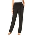 thumbnail image 1 of Womens Pants Women's Pockets Elastic Waist Straight Solid Color Casual Pants Pants, 1 of 4
