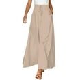 thumbnail image 1 of Womens Pants Women's Wide Leg Pants Flowy Ruffle Solid Color Drawstring Waist Pants, 1 of 4