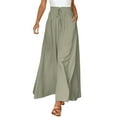 thumbnail image 1 of Womens Pants Women's Wide Leg Pants Flowy Ruffle Solid Color Drawstring Waist Pants, 1 of 4