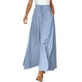 thumbnail image 1 of Womens Pants Women's Wide Leg Pants Flowy Ruffle Solid Color Drawstring Waist Pants, 1 of 4