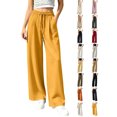 thumbnail image 1 of Womens Pants Zaewscy Women's Fashion Solid Color Elastic Waist Pocket Ruched Straight Leg Pants Yellow XXL, 1 of 7