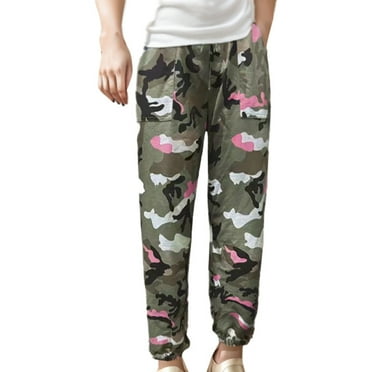 Womens Pants floral print Pockets Straight Loose Stretch Yoga Pants Color Contrast Pants
