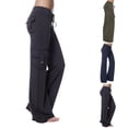thumbnail image 1 of Womens Pants under $10 Women Workout Out Athletic Leggings Stretch Waist Button Pocket Yoga Gym Loose Pants Plus Size Wide leg Pants for Women, 1 of 5