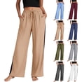 thumbnail image 1 of Womens Pants with Side Pockets 100% Cotton Loose Casual Drawstring Yoga Pants, 1 of 9