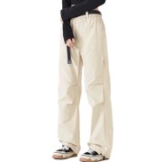 Womens Parachute Cargo Pants with Pockets Quick Dry Hiking Pants Lightweight Water-Resistant Baggy Joggers