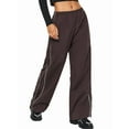 thumbnail image 1 of Womens Parachute Pants Wide Leg Baggy Pants Y2K Elastic Waist Jogger Sweatpants Track Pants Streetwear Coffee Color M, 1 of 8